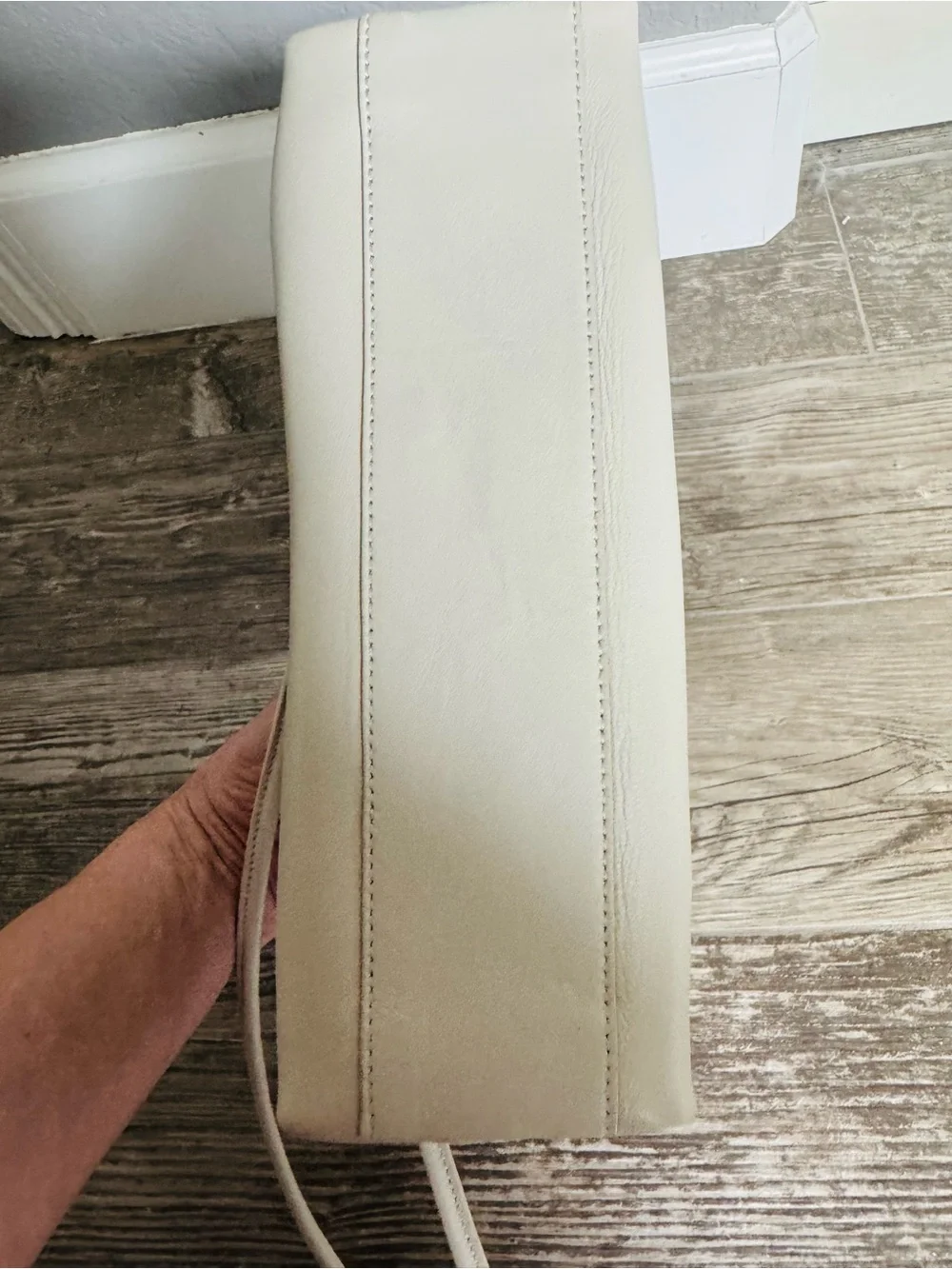 EUC Massimo Dutti Minimalist Ivory Nappa Leather Double Strap Bag Quiet Luxury - Picture 4 of 5